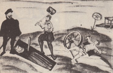 Tod einer Giftmischerin, Aquarell v. 1574 aus: Barring: Götterspruch und Henkerhand (264a), Tafel 3