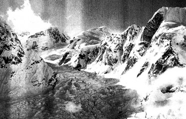 Blick auf den Ladies-Gletscher und den Gyalgen Dach der Welt